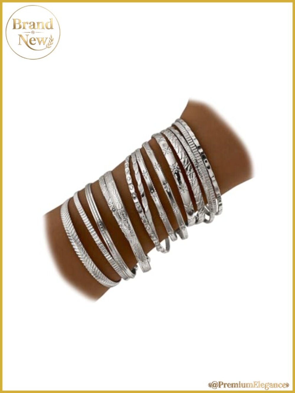 14k Gold Plated Bangle Bracelets Set for Women, Multi Layer Stackable, Non